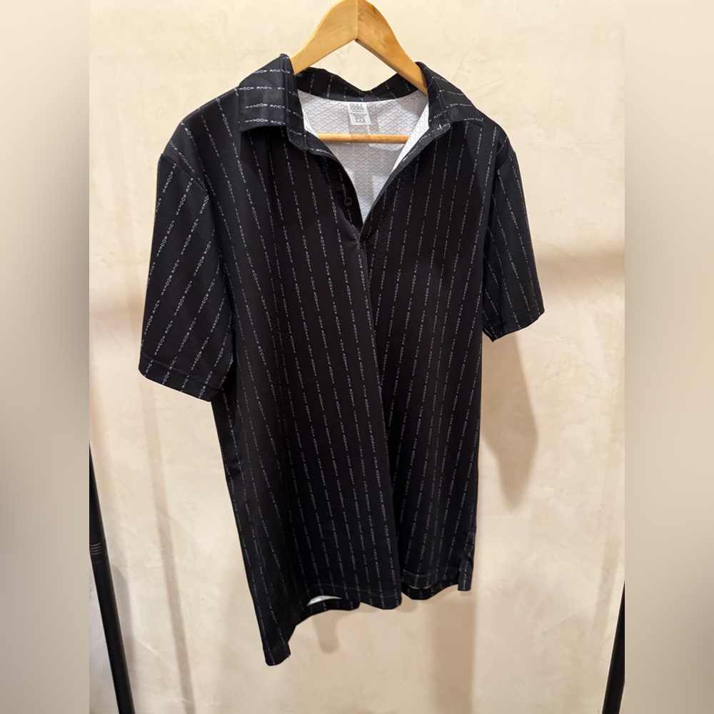 Black Striped Men's Golf Shirt. Size M